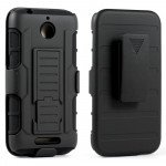 Wholesale HTC Desire 510 Horizontal Armor Holster Combo Belt Clip (Black)